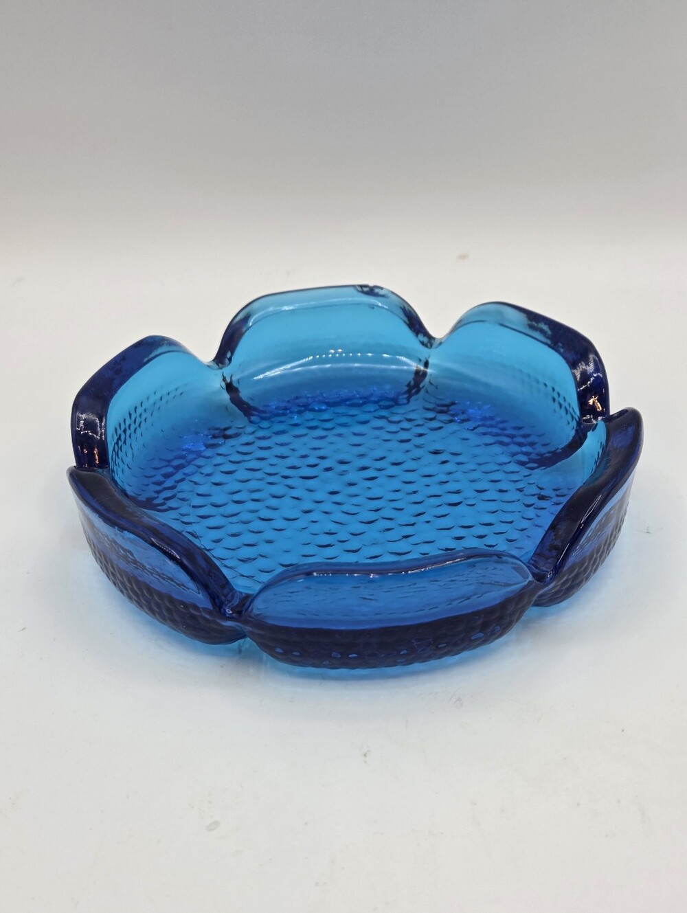 Vintage Blue Lotus Pebbled Ashtray